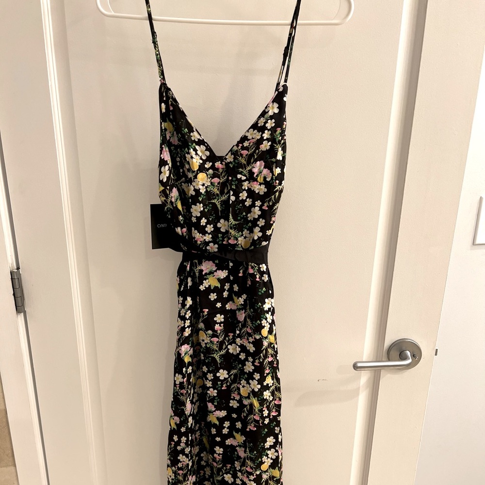 Cynthia Rowley black floral dress